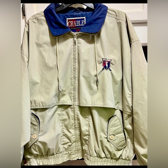 CRABLE MENS GOLF WATERPROOF JACKET KHAKI W/ BLUE TRIM - Picture 6 of 12